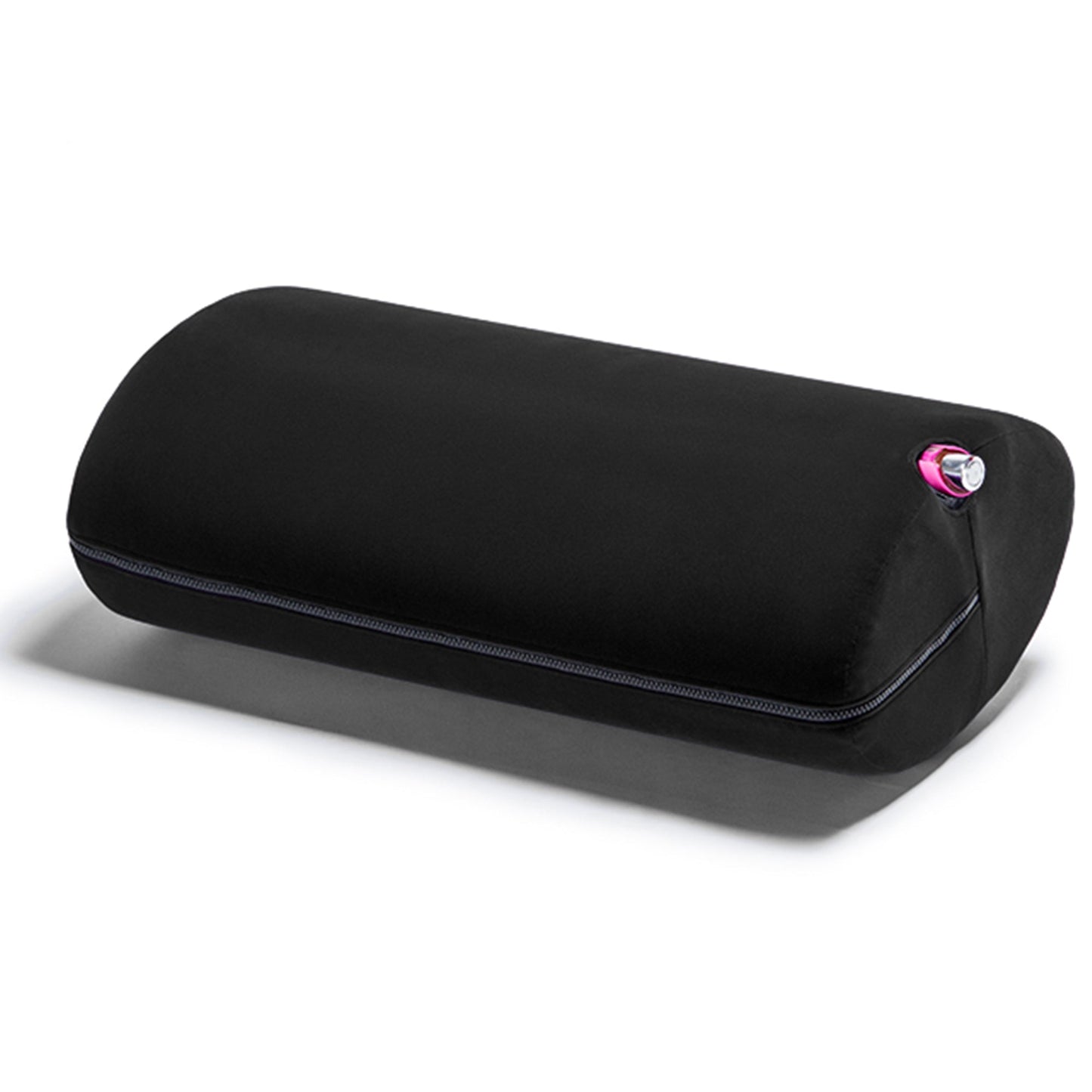 A black colored Wing Toy Mount, Bedroom Furniture by Liberator with a toy in the pocket against a white background.