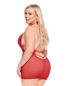 Camisola con tanga y estampado de corazones (talla mediana)