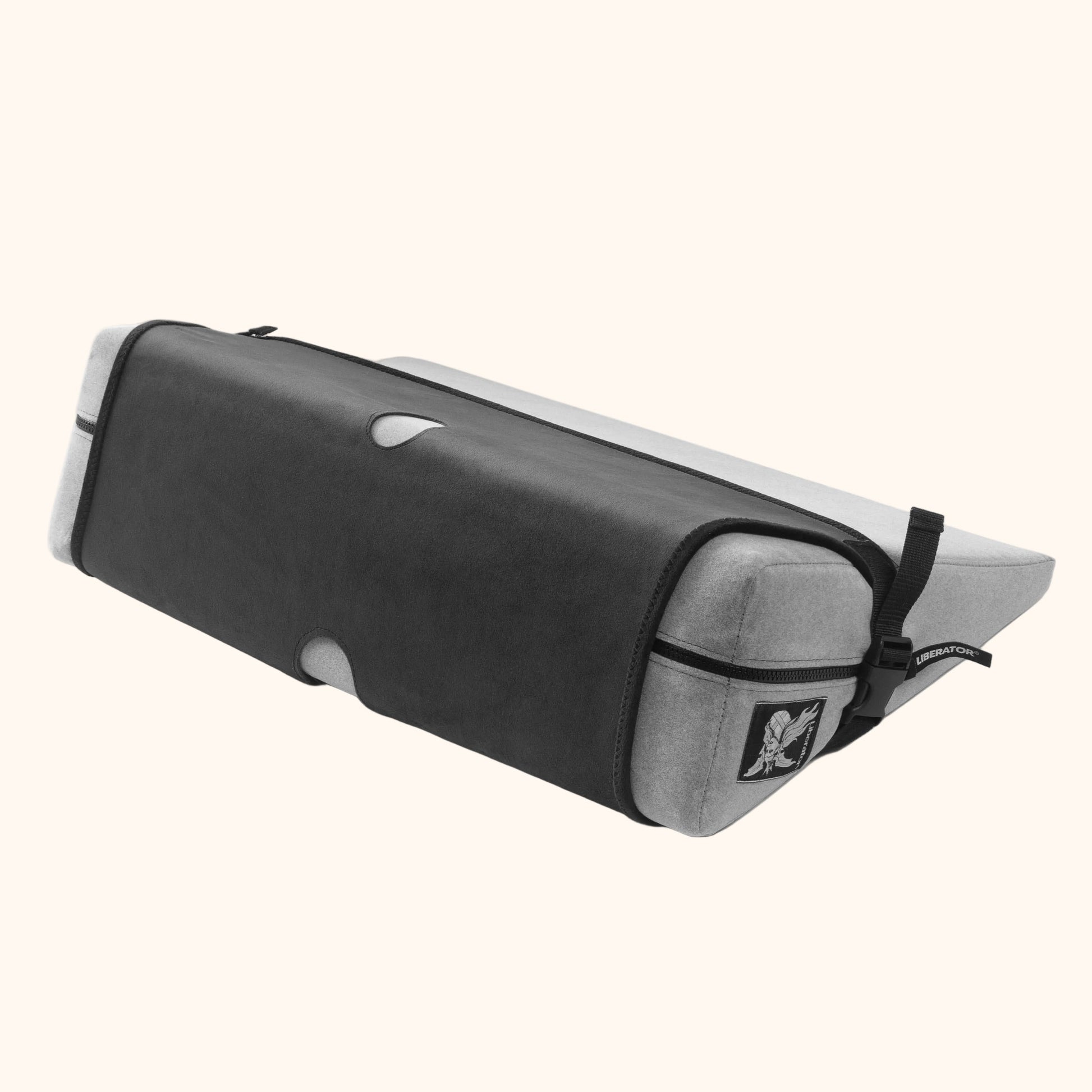 Grey Birdi Toy Mount, Bedroom Furniture by Liberator with black cover on it against a white background.