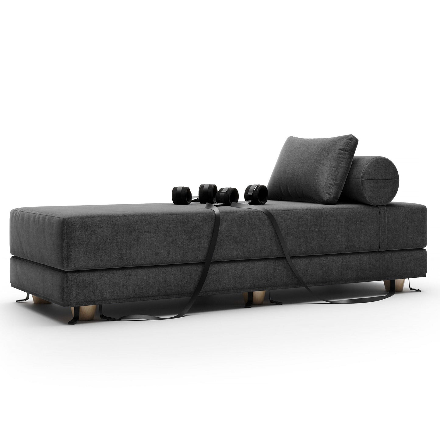 A Charcoal Black Label Divan Daybed with Cuffs, Bedroom Furniture by Liberator against a white background.