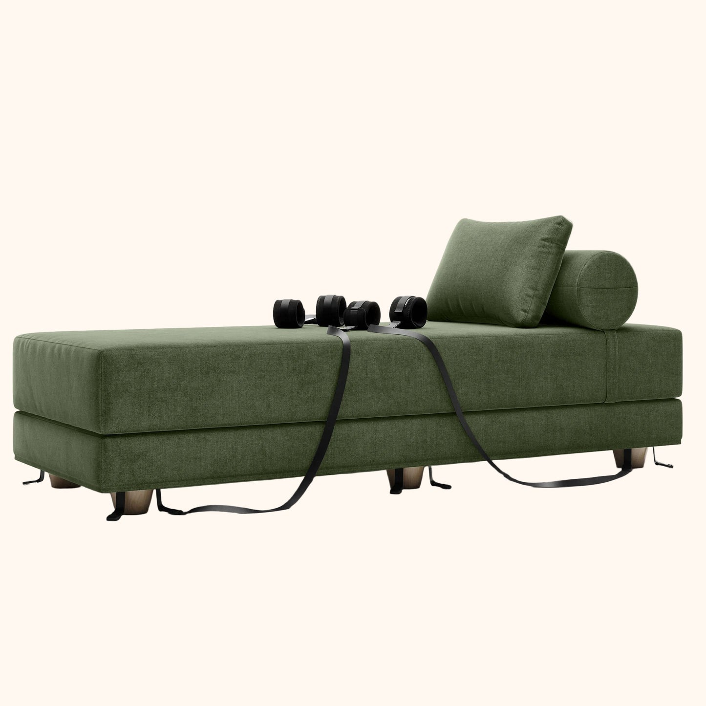 A Cypress Green Black Label Divan Daybed with Cuffs, Bedroom Furniture by Liberator against a white background.