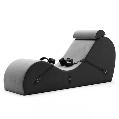 A grey valkyrie Cello Chaise against a white background.