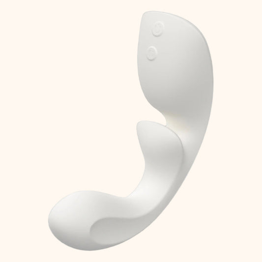 A white Flow, Bedroom Toy Vibrator by Liberator against a white background.
