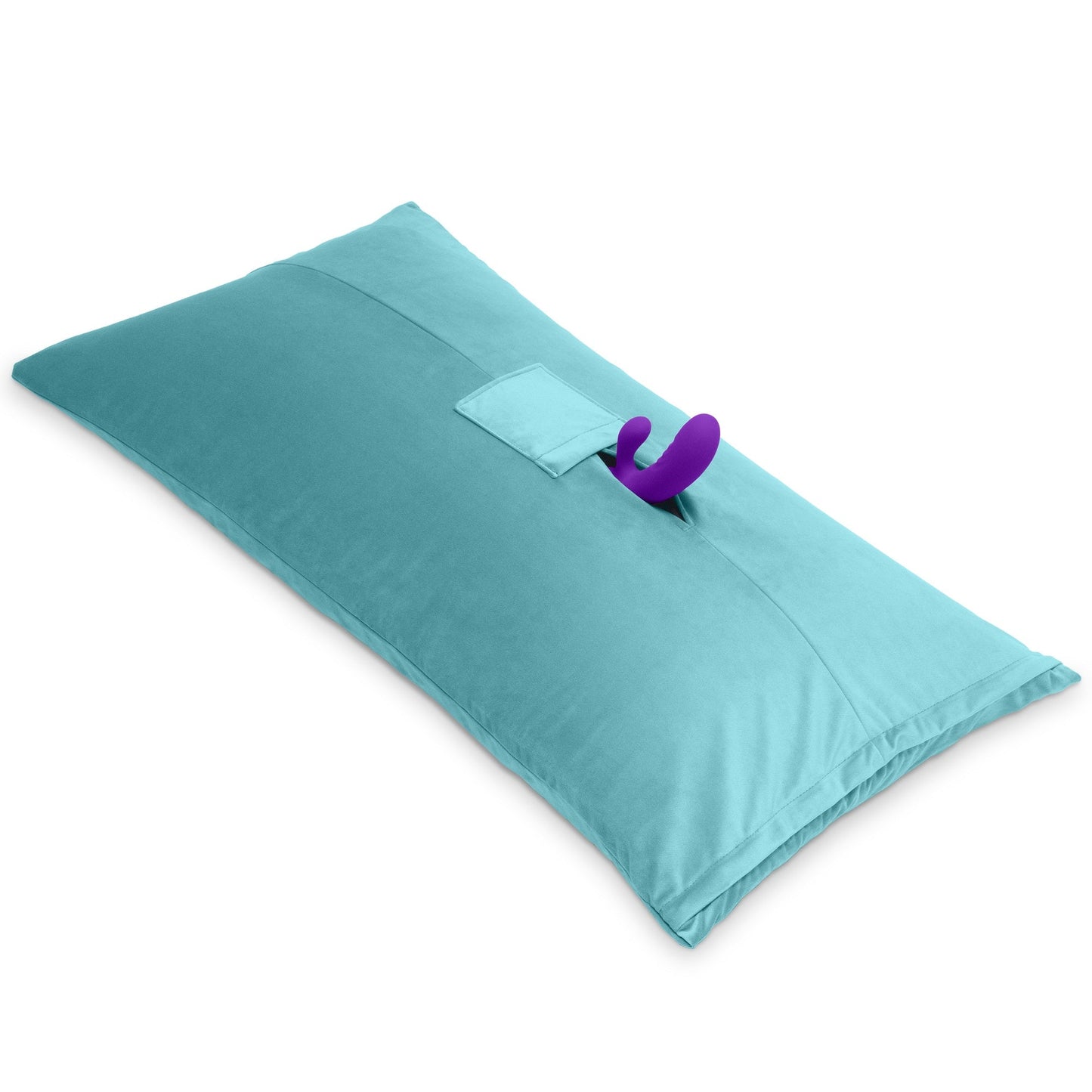 A blue Humphrey Toy Mount pillow, Bedroom Furniture with a toy in it by Liberator against a white background.