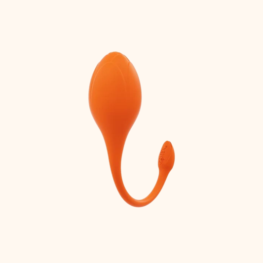 A orange Lili vibrator against a white background.