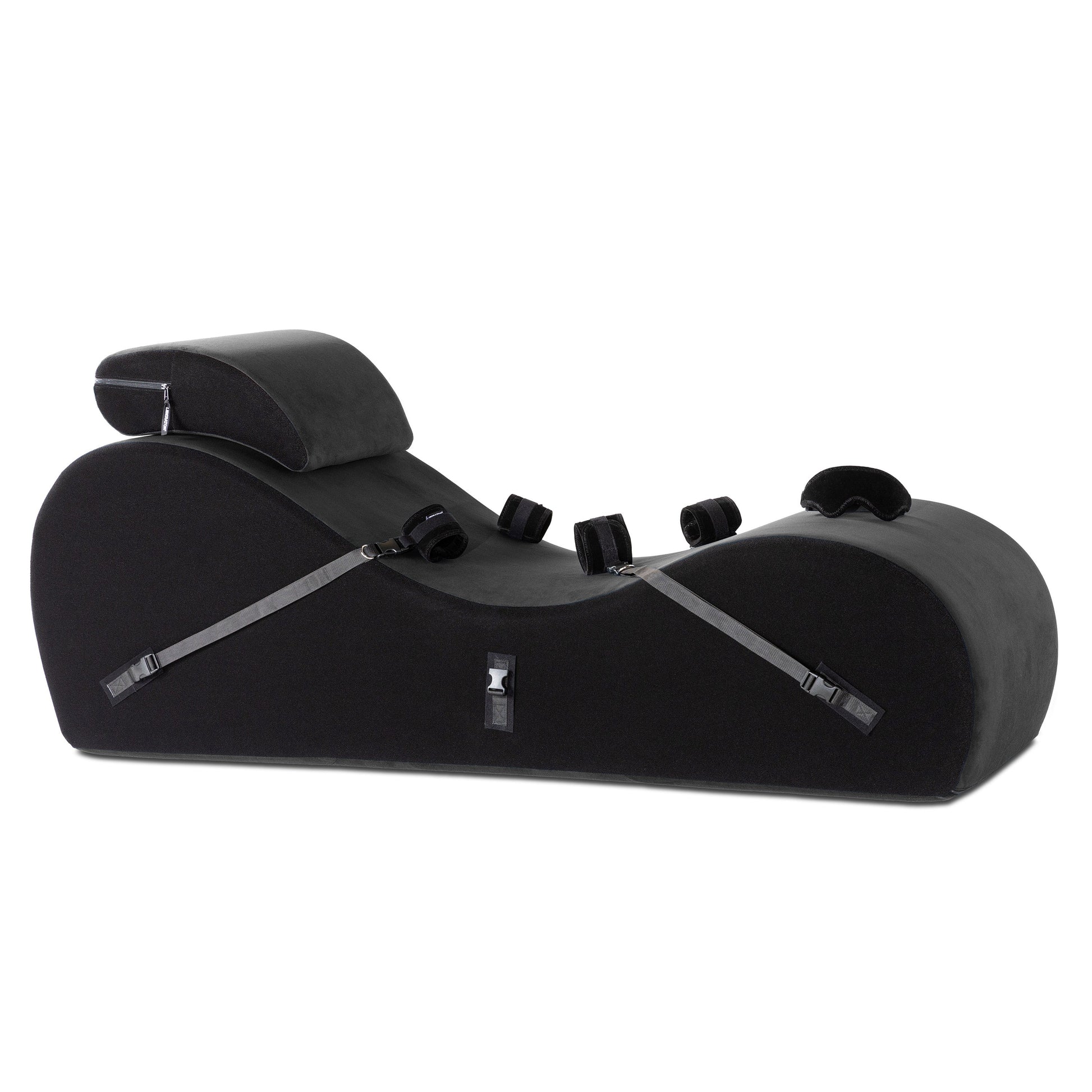 A valkyrie black Lyza Lounger bedroom furniture with cuffs by Liberator against a white background.