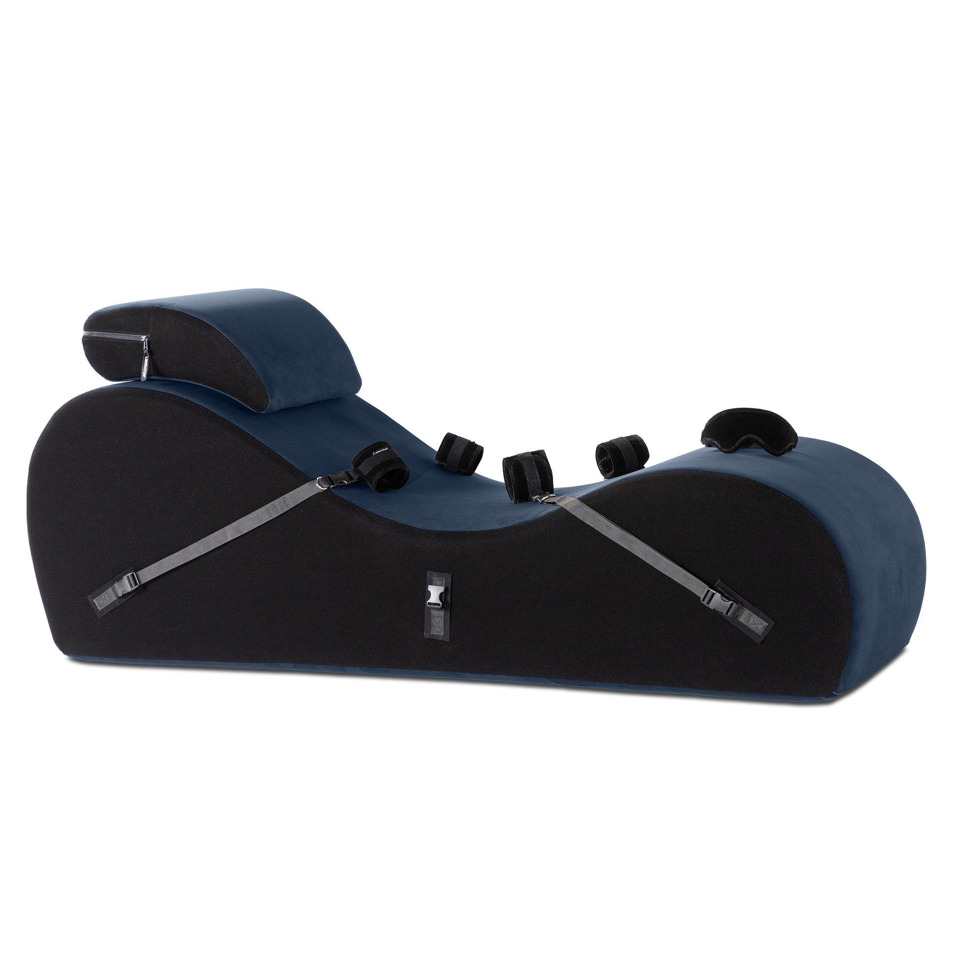 A valkyrie blue Lyza Lounger bedroom furniture with cuffs by Liberator against a white background.