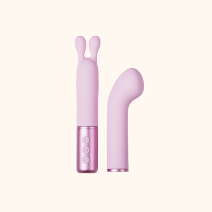 Two purple pieces to the Naughty Collection Vibrator Duo against a white background.