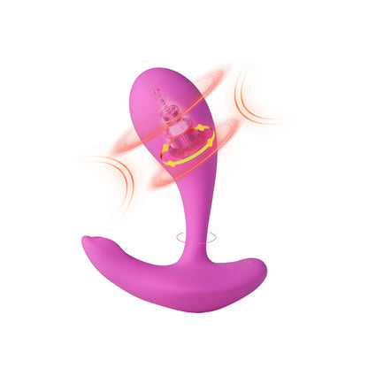 A pale pink OLY 2 Pressure Sensing APP-enabled Wearable Clit & G Spot Vibrator against a white background showing its movements.