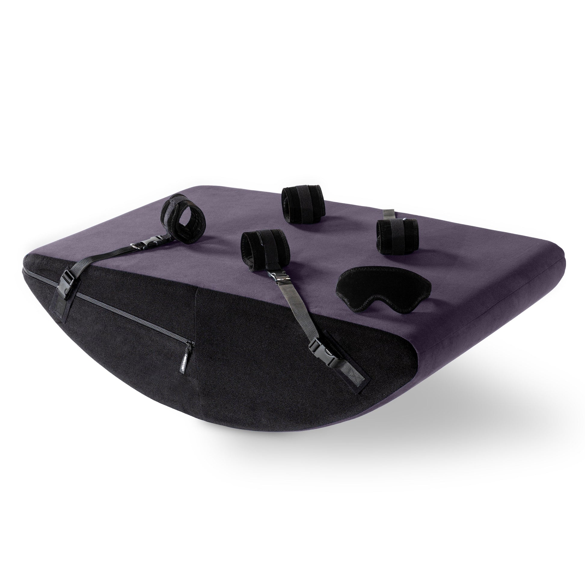 A aubergine Scoop Valkyrie, Bedroom Furniture by Liberator with cuffs against a white background.