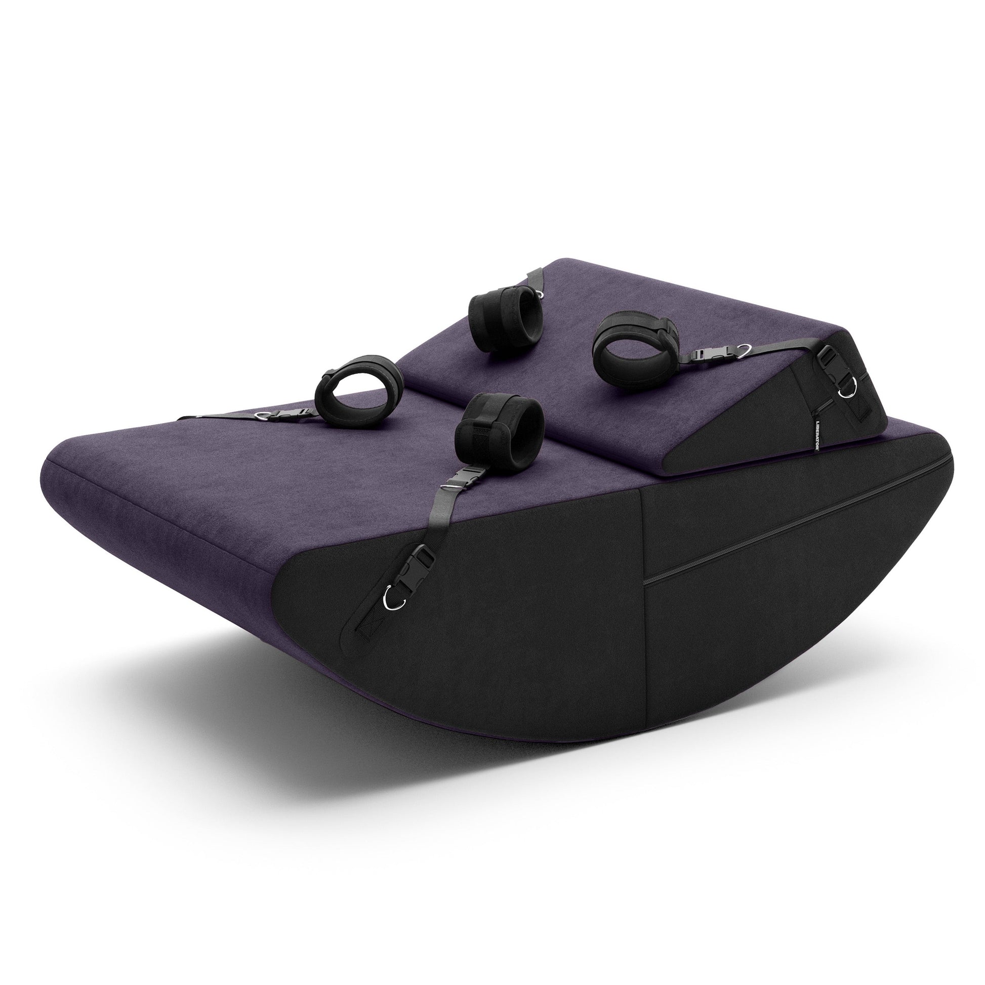 A aubergine Scoop and wedge Valkyrie, Bedroom Furniture by Liberator with cuffs against a white background.