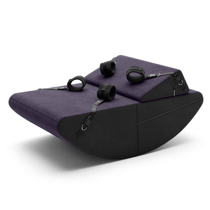 A aubergine Scoop and wedge Valkyrie, Bedroom Furniture by Liberator with cuffs against a white background.