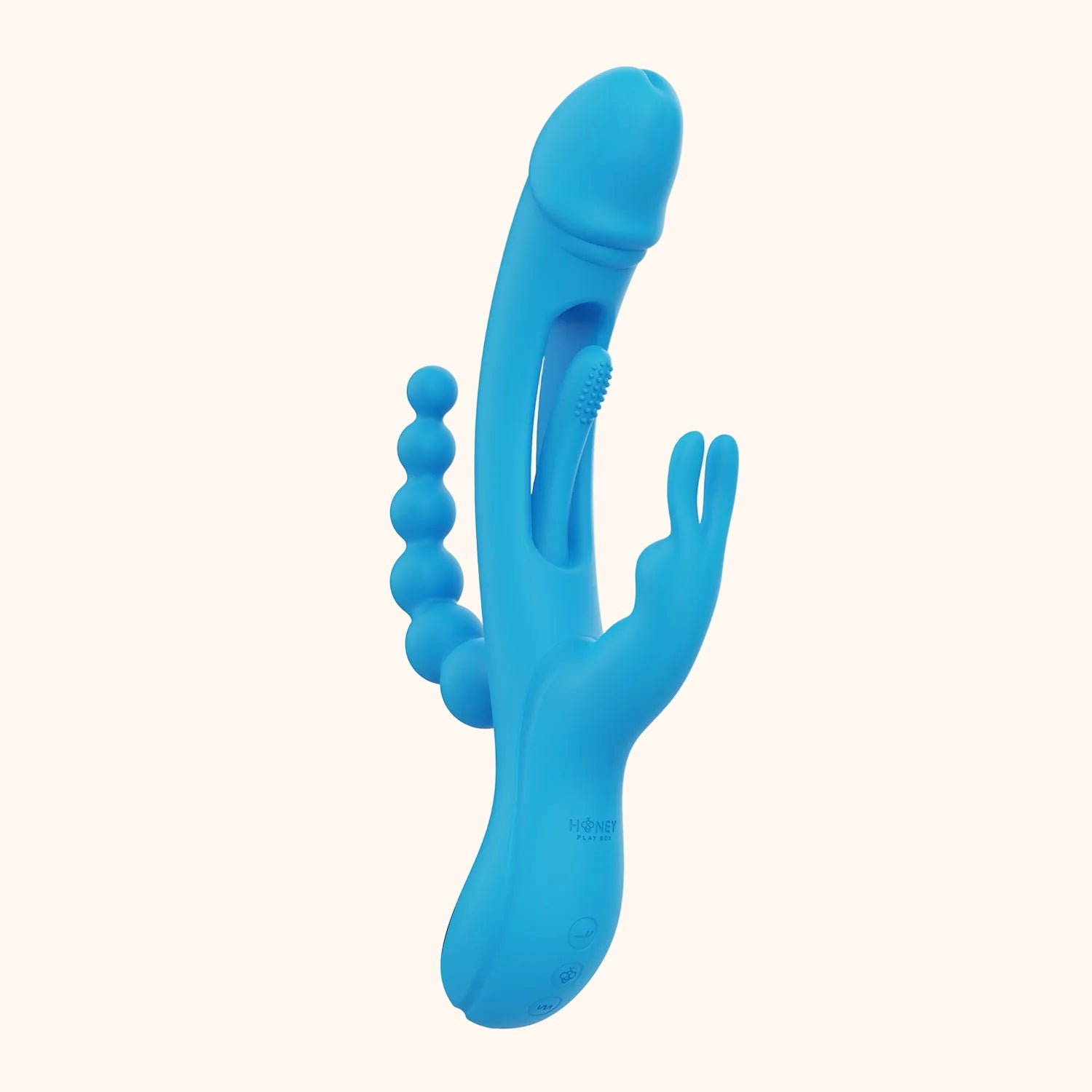 A blue Trilux vibrator against a white background.
