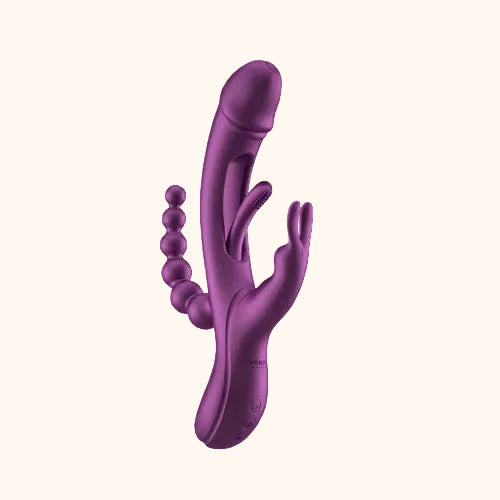 A purple Trilux vibrator against a white background.