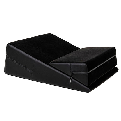 A black ultra leather Wedge Ramp Combo, Bedroom Furniture by Liberator against a white background.