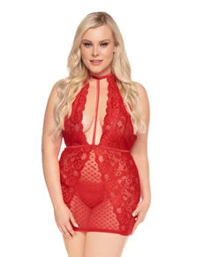 Camisola con tanga y estampado de corazones (talla mediana)